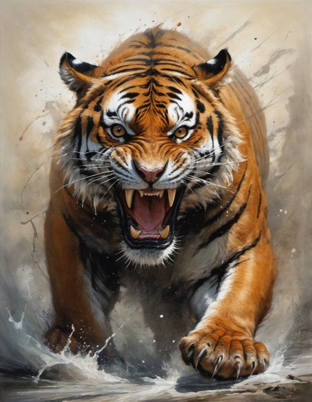by peter de seve,  (raging but extremely beautiful:1.4), (masterpiece, best quality:1.4) , in the style of nicola samori, an extremely angry and furious tiger bear attacking, expressive, realistic,  
<lora:add-detail-xl:1> <lora:xl_more_art-full_v1:0.5>  <lora:NicolaSamori:0.7>