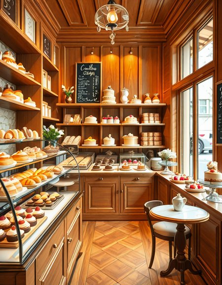 A beautifully designed, elegant pastry shop with a luxurious European-inspired aesthetic. The interior features intricate moldings, high ceilings, and large arched windows that allow natural daylight to stream in, casting a soft glow over the polished marble floors. The walls are adorned with pastel-colored wallpaper, delicate gold accents, and vintage-style framed paintings of pastries and tea sets.
The centerpiece of the shop is a long glass display case filled with an exquisite assortment of pastries, including colorful macarons, delicate éclairs, fruit tarts with glistening glaze, and elegantly decorated cakes with intricate sugar flowers. Behind the counter, shelves lined with neatly arranged boxes of artisanal chocolates, fine teas, and jars of homemade jam add to the refined atmosphere. Crystal chandeliers hang from the ceiling, casting a warm golden light that reflects off the glass surfaces.
Small round tables with marble tops and wrought iron chairs are arranged neatly throughout the space, each set with fine porcelain teacups and decorative napkins. A large antique-style clock hangs on the wall above a wooden shelving unit filled with fresh baguettes and croissants resting in woven baskets. The air is filled with the inviting scent of fresh-baked pastries, vanilla, and rich espresso.
In the background, a grand espresso machine with polished brass fittings sits atop a marble counter, next to a beautifully arranged tiered cake stand displaying freshly made confections. A large, arched doorway with a carved wooden frame leads to a cozy back room with additional seating and a vintage-style menu board showcasing the shop's specialties written in elegant calligraphy. The entire setting evokes a sense of refinement, charm, and indulgence, with a warm and welcoming ambiance.
<lora:SDXLFaeTastic2400:0.4> <lora:extremely_detailed:0.4> extremely detailed, <lora:elegant_p4stry_sh0p_illus:1>,elegant p4stry sh0p, Masterpiece,best quality,hi res,8k,hi res,8k,award winning,(sharp focus, intricate, highly detailed),