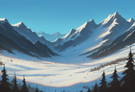 very awa, masterpiece, best quality, hightres, absurdres, pixelPaint, nature, scenery, snow, no humans, hills, mountainous horizon, morning, winter, <lora:PixelPaintStylez-IL:1>