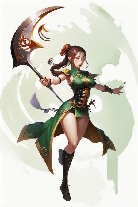 Guan Dao, A type of Chinese, polearm, that featured a large blade shaped like a crescent moon,
Medieval looking weapon, MagicItem_v1, Hand grip,