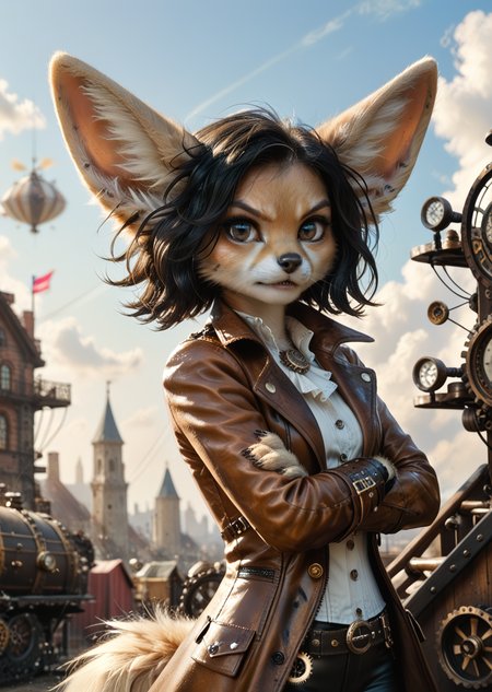 score_9, score_8_up, score_7_up, score_6_up, score_5_up, score_4_up, source_furry,realistic, photo,detailed face eyes hair and fur, black eyes, BREAK, (furry fennec fox woman falling)5, fennec tail, angry face, focus, action shot, thief, steampunk clothes, leather pant, coat, slim body, (layered bobcut hair, black hair), sky world, detailed fangs<lora:MegaFluffyPony:0.5> <lora:RealisticAnime:0.1> <lora:sky_world:1>