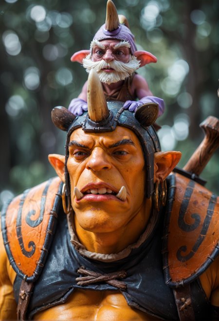 <lora:Alchemist_v2:0.75>alchemist_v2,
2boys, multiple boys,
black eyes,muscular, pectorals, muscular male, bara, single horn,colored skin, yellow skin, teeth, tusks, hoop earrings, armor, navel,horned helmet, 
size difference,
purple skin, pointy ears,hat, facial hair,mustache, beard, gloves,, score_9, score_8_up, score_7_up, score_6_up, derpibooru_p_95,
detailed eyes, beautiful, detailed background, perfect eyes,
blur censor, blurry, blurry background, blurry foreground, bokeh, motion blur,
chromatic aberration, depth of field, figure, focused,  focus
photography, realistic sun light and shadows, photorealism, UHD --ar 9:16 --style raw --stylize 700,
solo,
The background is a vibrant orange and yellow pattern with swirls and curves. The overall mood of the image is bold and striking.,
