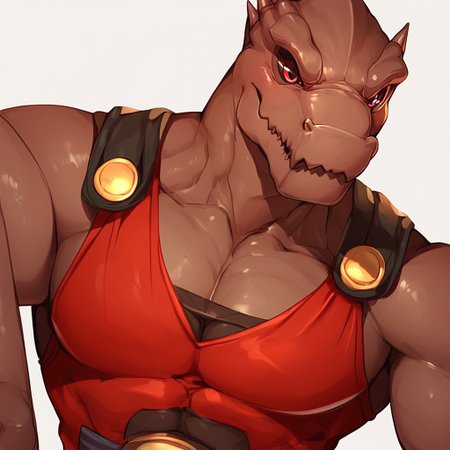 Score_9, score_8_up, score_7_up, score_6_up, score_5_up, score_4_up, Rak, red eyes, scalie,  bara, solo, 1boy, red robe, black sclera, zPDXL3 <lora:Rak_Wraithraiser:1.0> <lora:LUX_Style_Enhancer:1.0>