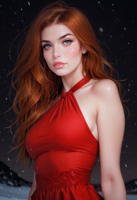 score_9, score_8_up, score_7_up, score_6_up,  Majestrix, 1girl, gorgeous girl, cute girl , kawai girl , cute face , long red hair, ginger, bright silk red dress, halterneck, sleeveless, reij-rosie, huge tits, ((full pouty lips)), rogue girl , sexy , posing , face focus, sexy body, ((dynamic pose)) 
expressiveH, low angle,
in the snow on a mountain side, in the swiss alps, snow covered, sunny weather, snowy mountain panorama in the background