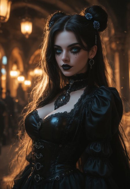 masterpiece, best quality, highly detailed, score_9, score_8_up, score_7_up, Expressiveh, 
1girl, gothicstyle, (fully clothed), very long hair, gothic body armor, goth accessories, goth makeup, beautiful eyes, bright colors, high contrast, vivid lighting, rating_safe, BREAK, sapphire blue eyes,
<lora:Dynamic Poses:1> 
<lora:detailed_notrigger:1>
 (((full clothed))),