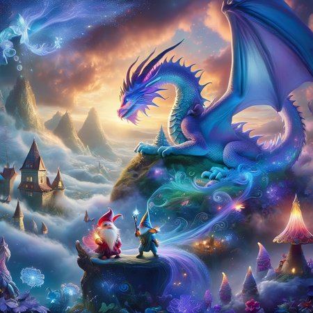 Fujifilm quality photograph (best quality)++, (masterpiece)++, (detailed)+, elf on the shelf fighting a Dragon, (fantasy illustration)1.3, enchanting Dragon battle elf on the shelf, mystical battle, (many gnomes battling)1.4 (whimsical charm).4 Otherworldly charm, mystical sky, (Luis Royo)1.2, (Yoshitaka Amano)1.1, moonlit night, soft colors, (detailed cloudscape)1.3, (high-resolution)1.2 (gnomes  battling everywhere)1.2 , <lora:DonM3t3rn1tyXL-v1.1:0.8> DonM3t3rn1tyXL <lora:DonMD1g174l4sc3nc10nXL:0.8> DonMD1g174l4sc3nc10nXL  <lora:Dragons:0.8> dragon  <lora:EnvyMagicalXL01:0.8> magical <lora:FantasyLandscape:0.8> FanLan