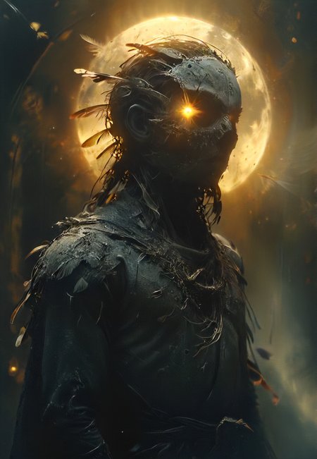natural born killer angel in a robe of feathers, eerie glowing halo, realistic, nighttime, <lora:The_Dark_Side_of_the_Earth:0.7>   <lora:- SDXL - pony_random_stuff_V1.0:0.8> <lora:- SDXL - vntblk_vanta_shapes_V1.0:0.7>