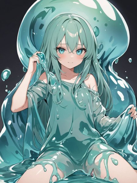 masterpiece,ultra-detailed,best quality,8K,illustration,cute face,clean skin ,shiny hair,girl,ultra-detailed-eyes,simple background, <lora:add-detail-xl:1>  <lora:slime sex_XL_V1.0:1> slime sex, slime,vaginal