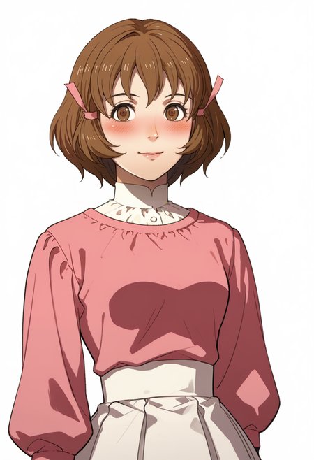 score_9, score_8_up, score_7_up, source_anime BREAK, 1girl,
<lora:minahakuba-cv-richy-v1_pdxl:1>  minahakuba, brown eyes, brown hair, short hair, hair ribbon, pink ribbon, pink shirt, white sleeves, long sleeves, white skirt, black thighhighs, white thigh boots
 <lora:zs_FE3HPortraitsXL:1> fe3hportraits, upper body, white background, smile, blush