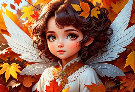 hyper detailed retro sketch of chibi autumn boujee fairy, delicate wings, autumn background scene, hyper realistic lot of curly hair, in the style of charlie bowater, Camilla d'Errico, Kurtis Rykovich, simona candini, daniel kordek, arcane circle, eye level angle, intricate details, highly detailed, insanely detailed, 8K, hd, cinematic lighting, realistic, photo realism, lighting from front, sharp focus, dramatic lighting, organic texture, unreal engine, high octane render, 12k, hyperrealistic, hyperdetailed, Mysterious