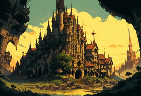 score_9, score_8_up, score_7_up, score_6_up, SFW, <lora:d3p1x3lXLP:1> d3p1x3l, PRSNL_3_1, pixel art, scenery, detailed castle, fantasy castle, sunrise, seen through trees,