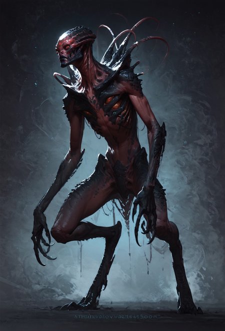 score_9, score_8_up, score_7_up,  alien creature, otherworldly, black scales, thin eyes, red theme, black background  <lora:pony/twilight_style:0.8> concept art, realistic <lora:pony/alien_concept_art:0.8> <lora:sdxl/sinfully_stylish_sdxl> <lora:pony/potat_alienfier:-0.8>