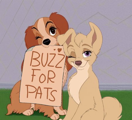 source_cartoon, rating_safe, lady \(ladyandthetramp\), canine, feral, solo, squatting on grass, looking at the viewer,  brown eyes, wink, long ears. cocker spaniel ears, brown ears, fluffy ears, holding piece of paper in mouth, (Buzz for Pats logo), red letters logo, <lora:LadyPny:1> AngelXL, 2girls, dog, purple eyes, beige fur, eyelashes, head turned away, eyes at the viewer, inviting look, wink, (seductive look1.2), sitting, (gentle smile1.2), <lora:Angelladyandthetramp:1>