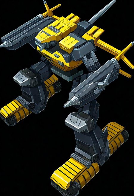 ncrender of a mecha road roller da!,simple background,black background