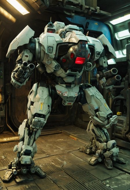 Pacific Rim Striker Eureka, Giant Mecha, Streamlined design, Striker Eureka, 76m tall mecha, white and gray armor with red accents, streamlined combat mecha, six-missile launcher on chest, retractable tungsten spring blades on arms, hydraulic joints with exposed gears, blue glowing cockpit and sensors, plasma thrusters on back, dynamic combat pose, cyberpunk lighting, cinematic details, 8k resolution, sci-fi military design, mechanical weathering effects,
very realistic photography, peeing sound effects,