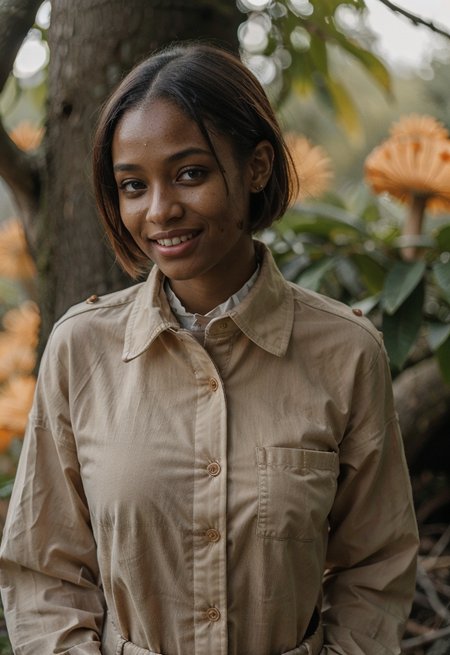 [ng_deepnegative_v1_75t:0.95] (smiling, cheerful, colorful:1.3) Girls-Next-Door_Michelle (Photograph of Chizuoke Onyekaozulu in A place taken over by mushrooms and tree roots, cropped pixie haircut:1.4) (fully clothed in mandarin collar shirt:1.5)
(cosmos:1.7)
<lora:skin_slider_v10:0.7><lora:epiCRealismHelper:1.5>
PA7_Human-Likeness  kkw-ph1 Style-DA jp-Alina-3100
<lora:IGInfluencerV1:0.4> <lora:HD Horizon v1_0:0.6> <lora:SDXLrender_v2.0:0.6> <lora:Background Detail Enhanced_Si_v3.0:0.8> <lora:add_detail:-0.5> OverallDetail <lora:detailSliderALT:0.5> <lora:Mild detail adjusterV10:0.4> <lora:J_origami:0.45> J_origami <lora:PA7_Photo:0.2> PA7_Photo