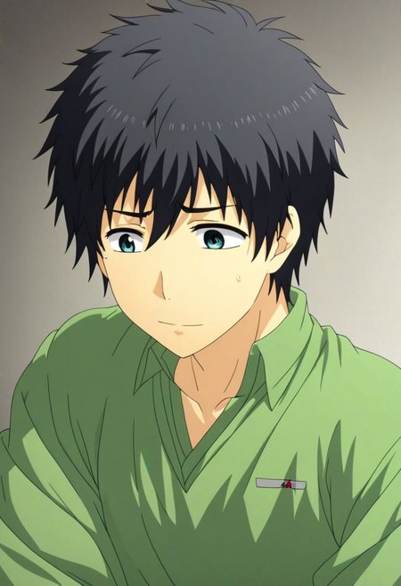 high resolution, solo, best quality, 1Boy, Arata Kaizaki, Black Hair, Slice Of Life, OverallDetail