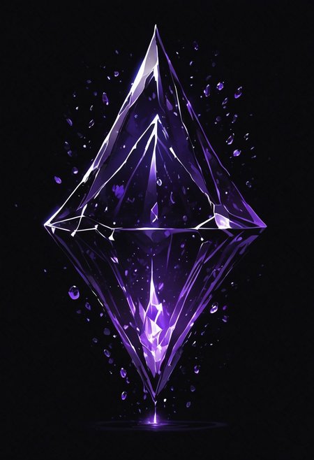 (masterpiece), best quality, Symphtia-Style, Anime, (Floating Diamond, Dripping Liquid), Black Background, No Humans, Black and Purple Theme, (Ancient Runes, Glowing Runes), Symphtia-Style, Zyrnox-Exoterra Style