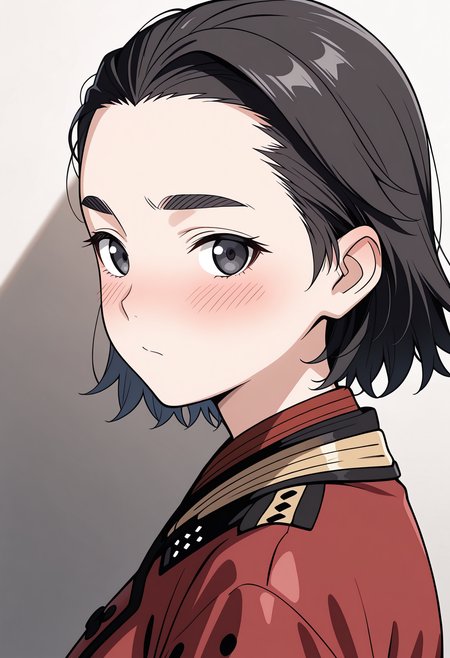 solo, red jacket, blush, side view, portrait,
looking at viewer, eye contact,
<lora:LastExileDunyaScheerIL:1>, dunyascheer, black eyes,
masterpiece,best quality,amazing quality,
