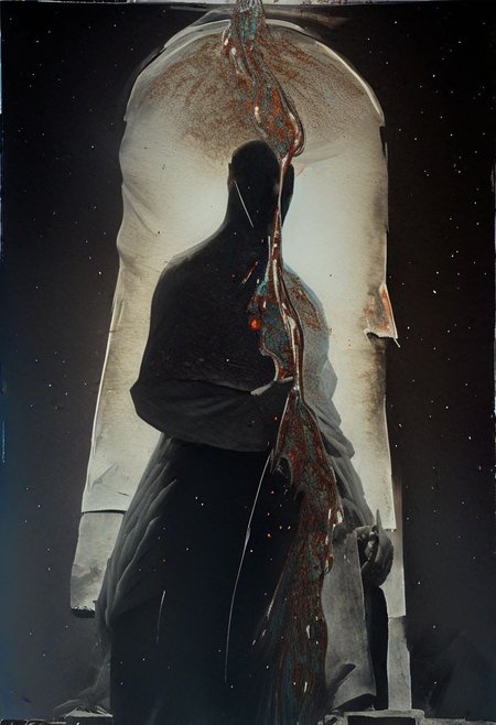 painting of an older man and his adult male lover, spark ignites, tortured souls, peacefulness, revelation, surreal dark smeared background, black and gold mutations tears in fabric , separation of colors, in the style of nicola samori <lora:DarkAnime1:1> <lora:HorrorArt(1):1.2>, glow effects, godrays, Hand drawn, render, 8k, octane render, cinema 4d, blender, dark, atmospheric 4k ultra detailed, cinematic sensual, Sharp focus, humorous illustration, big depth of field, Masterpiece, colors, 3d octane render, 4k, concept art, trending on artstation, hyperrealistic, Vivid colors, extremely detailed CG unity 8k wallpaper, trending on ArtStation, trending on CGSociety, Intricate, High Detail, dramatic, absurdes, a realistic baroque bedroom, white canopy over bed, white drapes, damask patterns, intricate details,    in the style of Vittorio Matteo Corcos