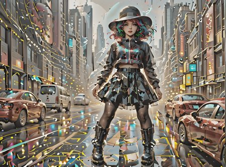 score_9, score_8_up, score_7_up, character in profile, walking, looking at surroundings, 1girl, pale skin, medium breasts, <lora:sm0k3XLP:1>, <lora:goth_clothes:1>, (black sunhat, black stockings, black skirt, black top, zipper boots, crimson red hair, black highlights, <lora:_sdxl-gaming-pony:1>, <lora:PsychedelicDream:1> psychedelicdream,