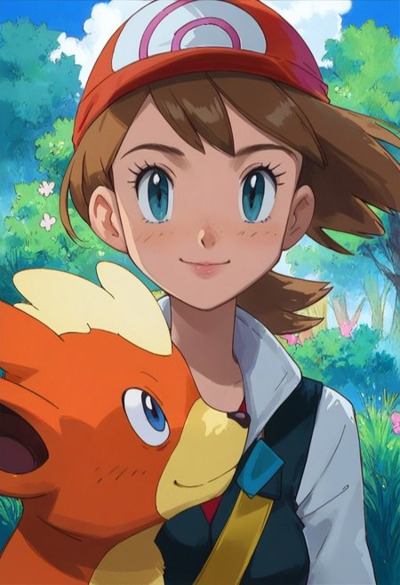 score_9, score_8_up, score_8, PokémonStyle, may and misty from pokemon : 1,0, side by side, outside, tuching each other, sexy, hourglass body, looking at viewer, eye contact, perfect quality,