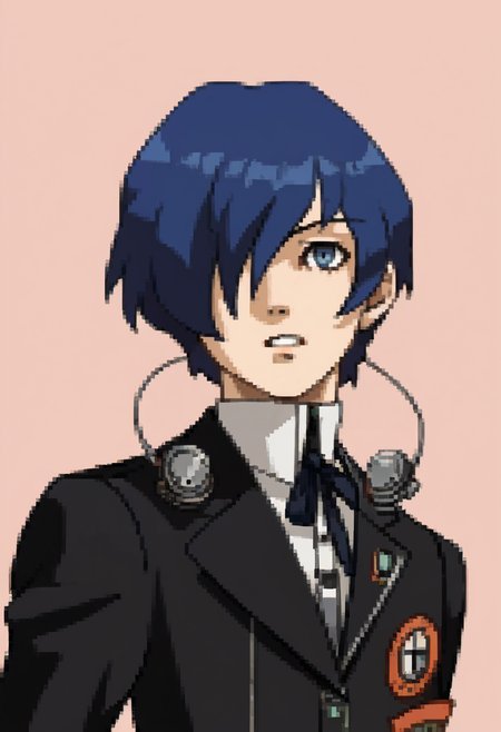 score_9, score_8_up, score_7_up, source_anime, BREAK ,solo, 1boy,  <lora:P2-Protraits-pdxl_Fp:1>, portrait, simple background, <lora:MakotoP3-pdxl_Fp:1>, makotop3, school uniform, gekkoukan high school uniform, headphones, blue hair, blue eyes, short short hair, black jacket, one eye covered,
