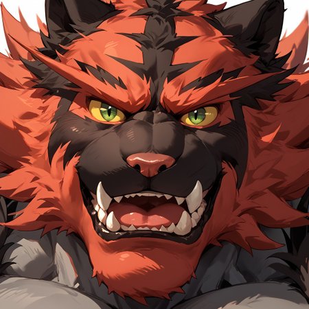 Score_9, score_8_up, score_7_up, score_6_up, Incineroar, bara, yellow sclera, green eyes, close up,