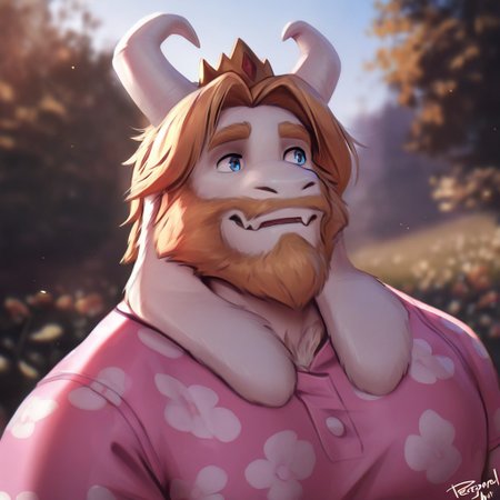 1boy, solo, Asgore Dreemurr, bara, beard, by null-ghost, by darkgem, by personalami, masterpiece, best quality, newest, absurdres, highres, detailed background