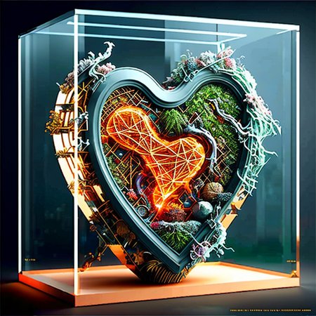 a heart made of ice in HeartArt style, micro-details, super detailed,  photorealism, photorealistic, kc32, photorealistic heart made of ice in HeartArt style, very detailed, scifi case, kc32, heart made of ice in HeartArt style, very detailed, scifi transparent case, kc32, art by midjourney, ((HeartArt)) inside kc32,
, extremely detailed digital painting, in the style of fenghua zhong and ruan jia and jeremy lipking and peter mohrbacher, mystical colors, rim light, beautiful lighting, 8 k, stunning scene, raytracing, octane, trending on artstation