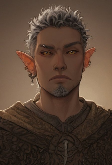 solo, short pointy ears, piercings, random elf face, aquiline features, male dark elf, masculine, facial hair, brow rings, beaded piercings, weathered skin, chiseled features, large nose, insect chitin armor, insect chitin helmet, insect chitin ornaments, stylized insect pattern, athletic build,  animated realism, zoomed out, Syrian features, torso, yurts, elegant berber tapestries, dead trees, ashy soil, grey green foliage, distant grey hills, sunrise, gloomy lighting, grey fabric awnings, dark wood posts, light dust clouds, grey-blue skin, mahogany and ivory clothes, medium armor, bone plate armor, ivory straps and fittings, alien bone ornaments, grey wood neckguard, red sclera, black pupils, blue-green light, neon, highly detailed, defined features, looking at viewer, three quarters view, from below, dynamic lighting, 29 years old, light and shadows, patterned cloth, annoyed expression, expressive eyes, detailed medieval clothes, short hair, wavy hair, thick hair, beaded hair, braided hair, under cut hair, semirealistic, alien elf, spanish features, jewish features, white grey hair, dark red hair, umber skin, sharp features, pastel green inuit print cloak, nighttime, high detail, absurdres, pretty eyes, detailed eyes, yellow eyes,