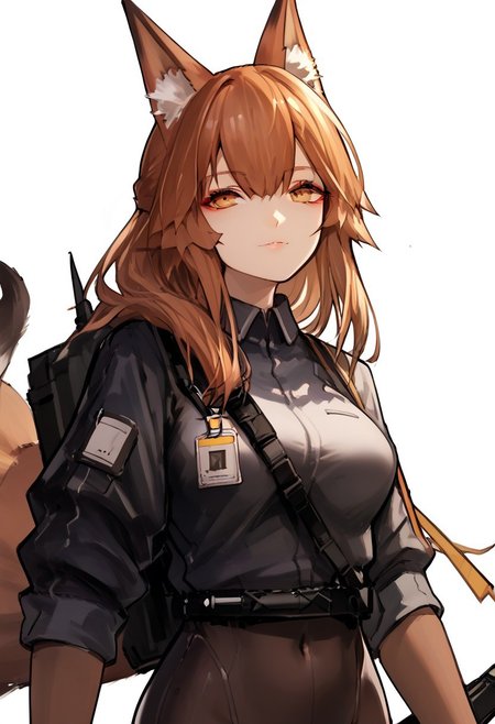 <lora:Pony_XL_Mogudan_Style:1> score_9, score_8_up, score_7_up, score_6_up, score_5_up, score_4_up, source_anime, franka (arknights)
1girl, absurdres, bodysuit, fox ears,
