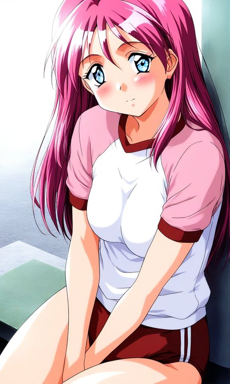 general,highres, ultra-detailed,very aesthetic,best quality ,best hands, BREAK <lora:Shirayuki_Mihoï¼Maho_Tokimeki_Memorial2_IS:1>
Shirayuki_Mihoï¼Maho, pink hair, blue eyes, long hair, medium breasts, blush,
red buruma, cowboy_Shot, sky, ground, raglan sleeves, pinkï¼white_sleeve, looking at viewer, white background, sitting, short sleeves,
