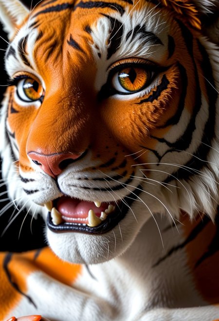 anthro tiger, beautiful, detail vibrant orange tiger skin, girl, closeup
8k detail