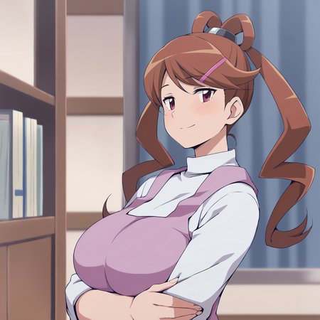 masterpiece, best quality, <lora:age_slider_v4:4>,detailed_background,indoors,hairclip,long hair,split ponytail,digimon,highres,digimon xros wars,amano nene \(digimon xros wars\),ponytail,hair ornament