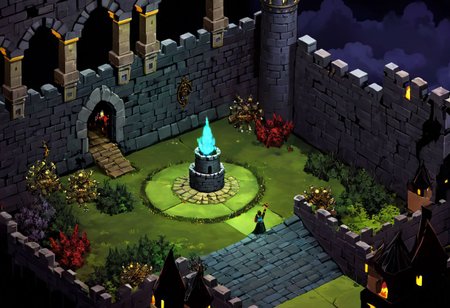 isometric landscape, a boss battle in a huge castle, dark mood, fantasy,,best quality, masterpiece,  <lora:supgiantisosdxl:0.8>, painted, supgiantisosdxl, large landscape, dark, cartoon