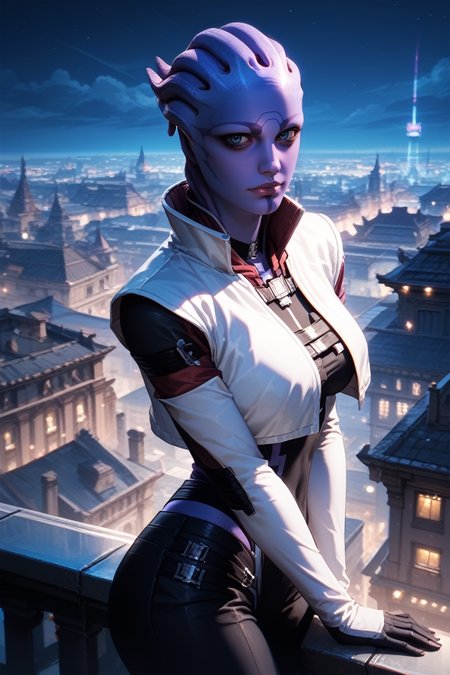 score_9, score_8_up, score_7_up,
<lora:MEAria:0.8>
MEAria, 1girl, purple skin, blue eyes, alien, looking at viewer, overlooking the city from a rooftop bar at night, cute outfit, standing