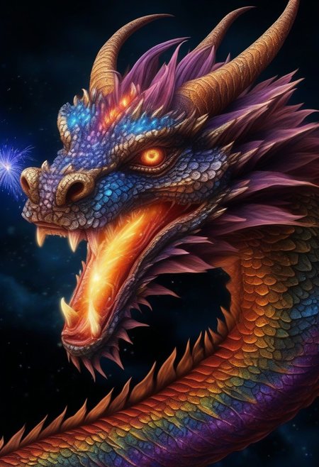 a firework dragon in the sky, firework shaped eastern dragon looking at viewer, up close, extremely detailed, beautiful eyes, sparkling, night time, fantasy art, dark fantasy, multicolor, dragon made out of fireworks, HDR, photo, award winning masterpiece,
