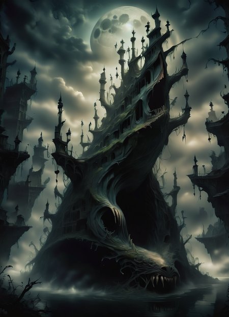 DonMGl00myN1gh7m4r3XL,score_9, score_8_up, score_7_up, score_6_up, undine, elemental being, associated with bodies of water, depicted as beautiful and enchanting women, connection to the natural world, embodyment of the spirit and beauty of water ,  creepy, gloomy, rating_safe <lora:DonMGl00myN1gh7m4r3XL:0.65>