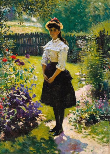 podkowinski beautiful brunete girl in garden  <lora:podkowinski:0.9>