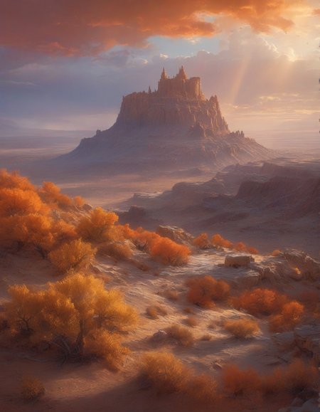 Greg Rutkowski: (magical lighting), (smooth color transitions), (dynamic character details), (epic fantasy scenes) :cite[2],
frozen library with books of solidified time,
Rocky desert with hoodoo formations, 
Sandstorm in a desert Weather,
Stratocumulus castellanus turrets,
Late afternoon golden hour,
Fall foliage color explosions,
 <lora:add-detail-xl:0.7>,
 <lora:DetailMaximizer:0.3>,
 <lora:brho:0.15> brho, 
<lora:Deep_depth_of_field:0.3>,
 <lora:extremely_detailed:0.8> extremely detailed,