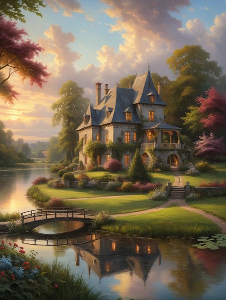 oil painting  , A charming manor house, dramatic clouds, gloomy, mysterious, hazy, dusty, mystical, mysterious, gloomy, hazy, dusty, dramatic light, 34K uhd, masterpiece, high detail, 8k, intricate, detailed, high resolution, high res, high quality, <lora:add-detail-xl:1.8>, highly detailed, Extremely high-resolution details, fine texture,