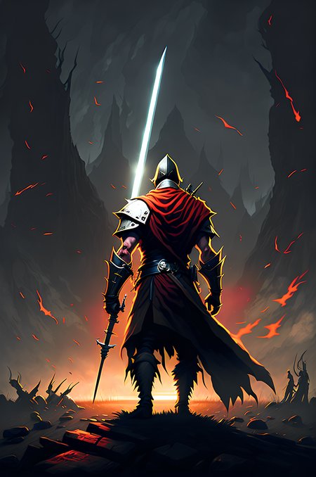 sword:1, sword hold,soul-like game,1man,misty,blood,war,dark sky,wide field,many dead body,fighting,mid age