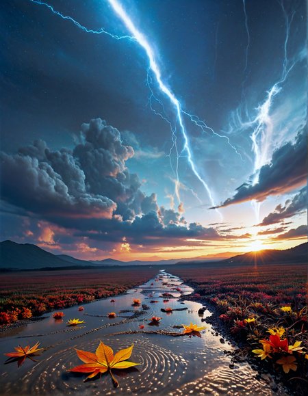 fantasy landscape:1.2
Raging sea waves, roaring storm, ominous clouds swallowing the moon ,
Raging sea waves, stormy sky, lightning illuminating chaos ,
Dust devil dancing across playa,
Noctilucent electric-blue veils,
Blue hour twilight with sodium vapor glow,
Autumn maple leaf carpets,
Playas with mud cracks,
,
,
Storms rewriting landscape geometry,
Takehiko Inoue 
(masterpiece:1.4), (intricate details:1.4), (hyperrealistic:1.3),(painting:0.9),(ultra detailed:1.4), (8k resolution:1.3), (sharp focus), (dramatic perspective:1.1), (chromatic aberration:0.3), (film grain:0.2),
<lora:JuggerCineXL2:0.3>,
<lora:add-detail-xl:0.3>,
<lora:WildcardX-XL-Detail-Enhancer:0.4>,
<lora:xl_more_art-full_v1:0.7>,
<lora:ClassipeintXL2.1:0.3>,
<lora:Flux-XL_Scenery:0.3> flux-scenery ,
<lora:EnvyDramaticLightingXL01:0.7>
detailxl,