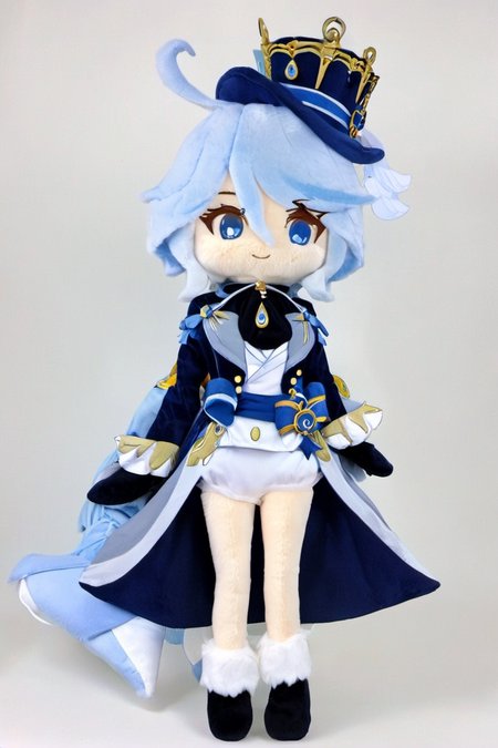 stuffed-toy,1girl,furina,full body,solo,blue_headwear,looking_at_viewer,white_background,open_mouth,blush,simple_background,tears,hands_on_hips,long_sleeves,blue_jacket,tearing_up,white_gloves,top_hat,ascot,short_hair,white_shirt,flying_sweatdrops,brooch,black_gloves,<lora:stuffed-toy_XL:1.5>,<lora:furina_SDXL:1>,