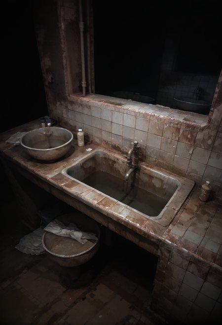 ,ruanyi1918,dark,sink,water,shadow,<lora:1918 sink_v1_pony:1>, score_9,score_8_up,score_7_up,,8k,1girl,solo,,