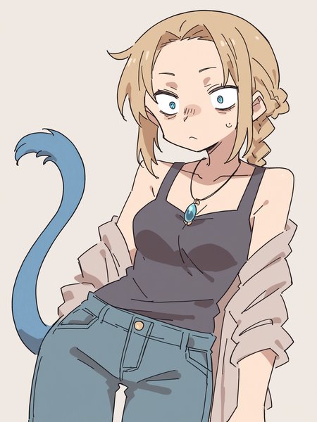score_9, score_8_up, score_7_up, score_6_up, source_anime, zPDXL, BREAK
1girl, solo, <lora:Masikakumo:1> masika, retiree american woman full face   flat nose   charcoal slanted  eyes  vitiligo smooth blue  fishtail braid  business casual long-sleeve top trousers  necklaces