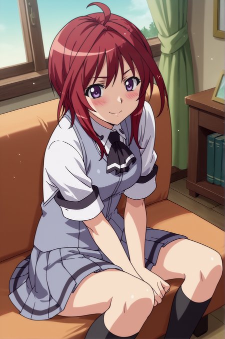 score_9, score_8_up, score_7_up,anime_source, source_anime, best background, detailed background, anime screencap,  Mafuyu, 1girl, ahoge, blush, school uniform, sitting, skirt, socks, solo, dynamic pose, dynamic camera, dynamic angle, blush, seductive smile,  indoors,  <lora:JN_Oribe_Mafuyu:0.8>