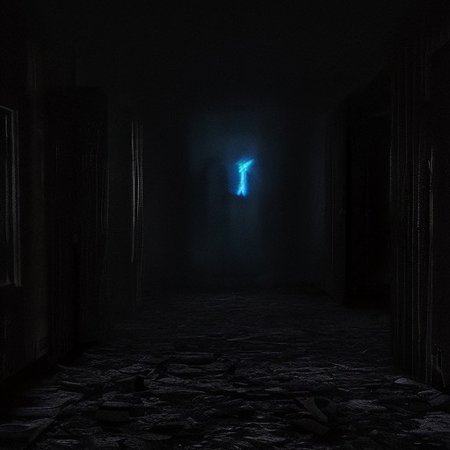 horror scene, knife, indoors, night time, gore, glowing eyes, evil, evil demon, soft errie dim lighting giving just enough light to see the danger ahead, even though it is night and dark there are multiple light sources throughout the scene so it is not overly dark. Horror cinematic lightning. terrifying level 12 out of 10