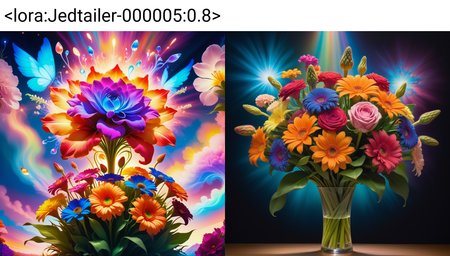 Rule of Thirds, spotlight, Interesting  bouquet , Psychedelic Art, surreal, professional fine composition, complex, magical composition, grand illumination, Jed-dtl,  <lora:Jedtailer-000005:0.8>